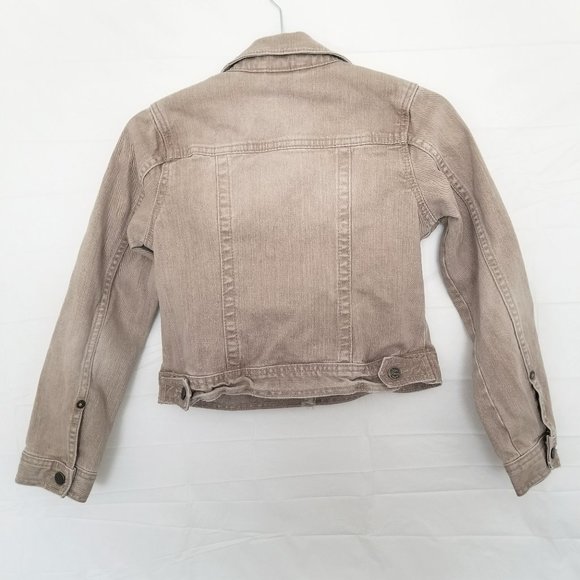Girls GAP KIDS Youth L(10) Beige Tan Denim Button-Up Long Sleeve Jacket Pockets - Picture 5 of 13